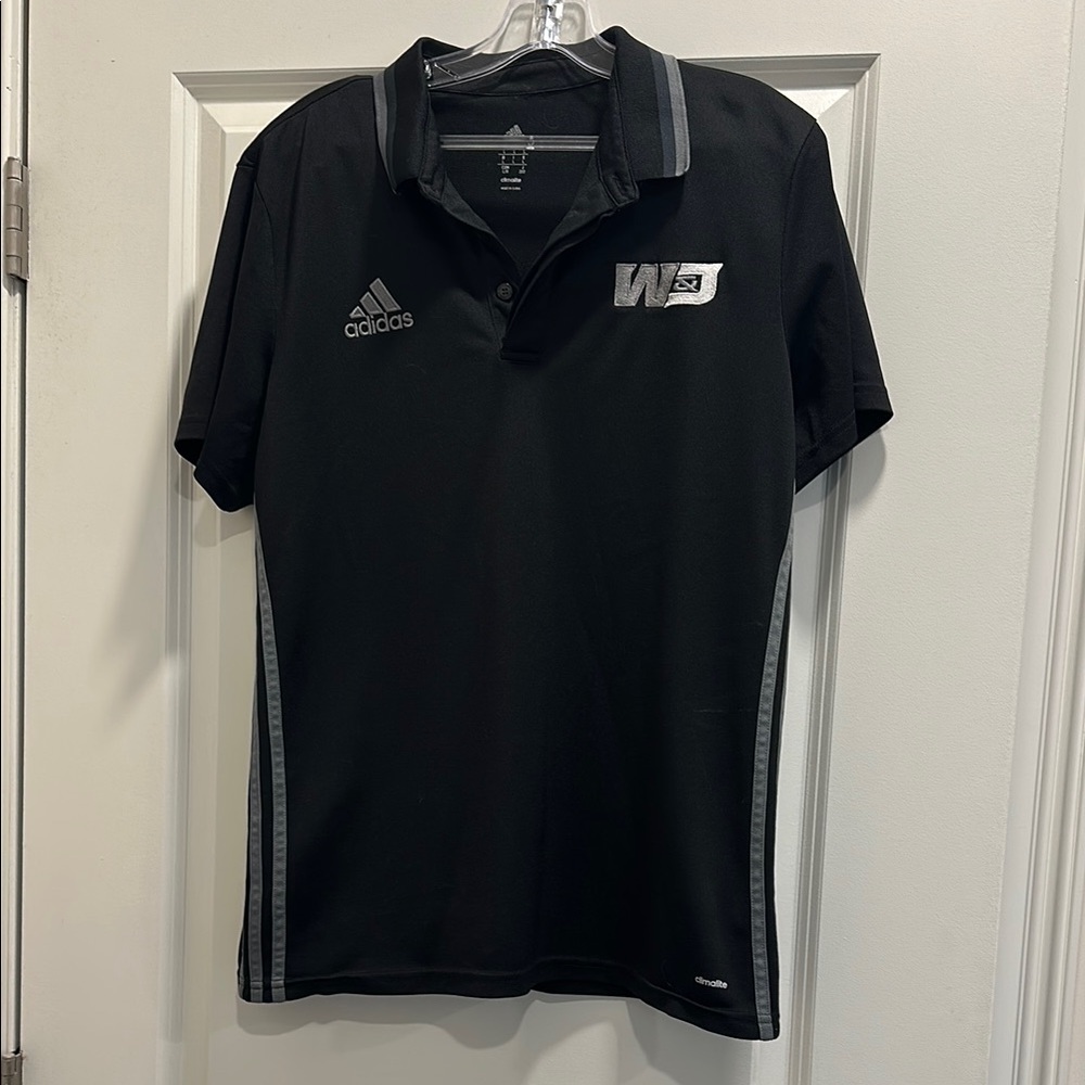 Adidas Black Polo Shirt with Athletic Cut and Climalite Fabric